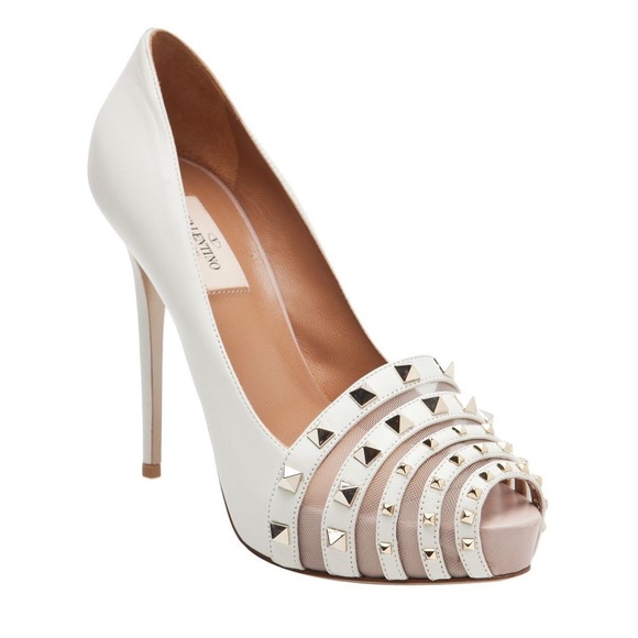 Valentino Shoes - Valentino Rockstud Mesh Peep-Toe Pumps